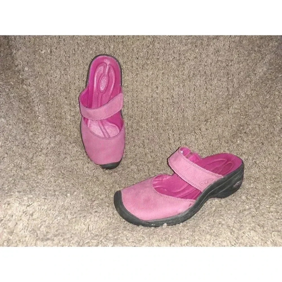 KEEN-Saratoga II Chipper Slide/Mule-Hot Pink Nubuck/Leather-Size 5.5-Excellent - Picture 1 of 7
